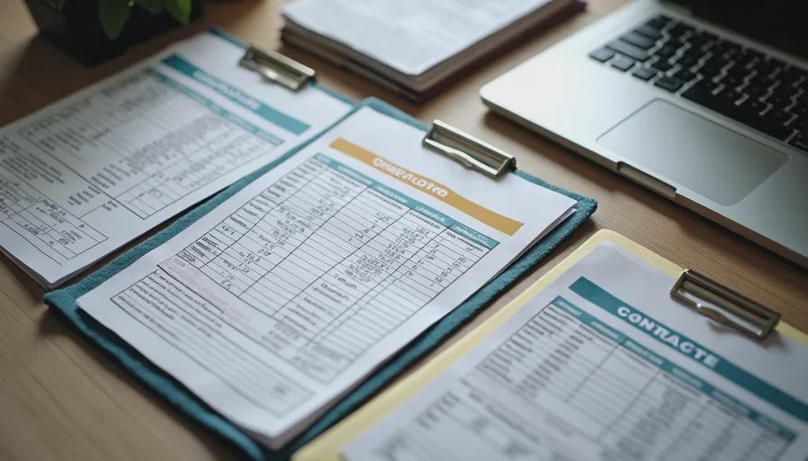 Annotated contractor quotes with notes on scope exclusions and contract terms