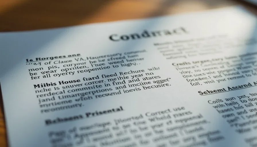 Typical residential warranty clauses showing limited correction period versus quality warranty Contract excerpt comparing one-year correction period and broader workmanship warranty language
