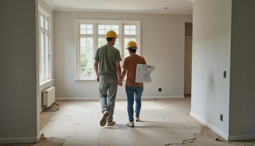 Pre-start site walk with construction plans before demolition begins